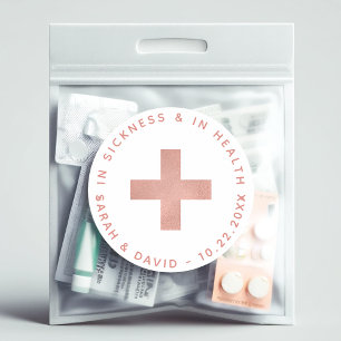 Pink Cross In Sickness and in Health Hangover Kit Classic Round Sticker