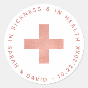 Pink Cross In Sickness and in Health Hangover Kit Classic Round Sticker