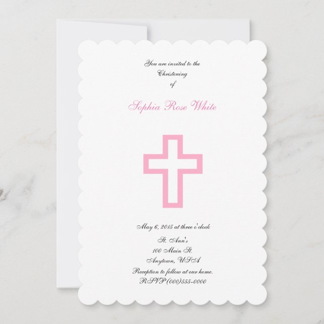 "Pink Cross" Invitations (Front)