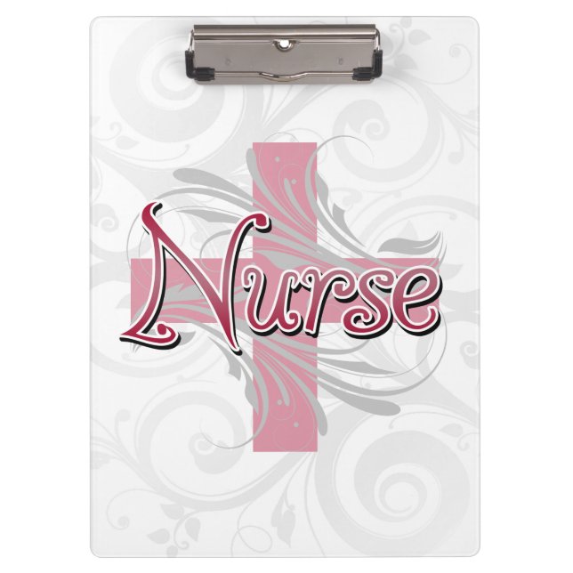 Pink Cross/Swirl Nurse Clipboard (Front)