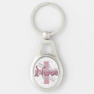 Pink Cross/Swirl Nurse Key Ring