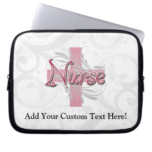 Pink Cross/Swirl Nurse Laptop Sleeve