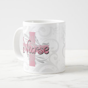 Pink Cross/Swirl Nurse Large Coffee Mug