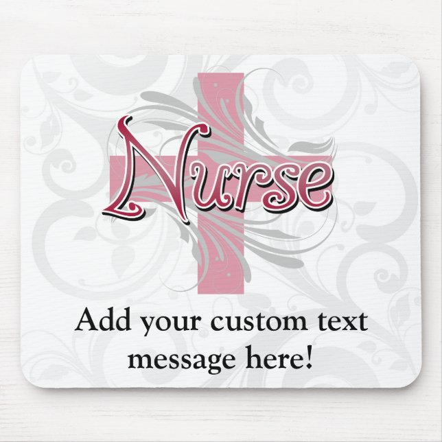 Pink Cross/Swirl Nurse Mouse Mat (Front)