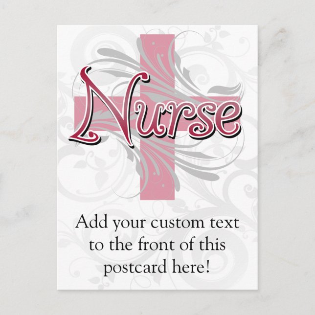 Pink Cross/Swirl Nurse Postcard (Front)