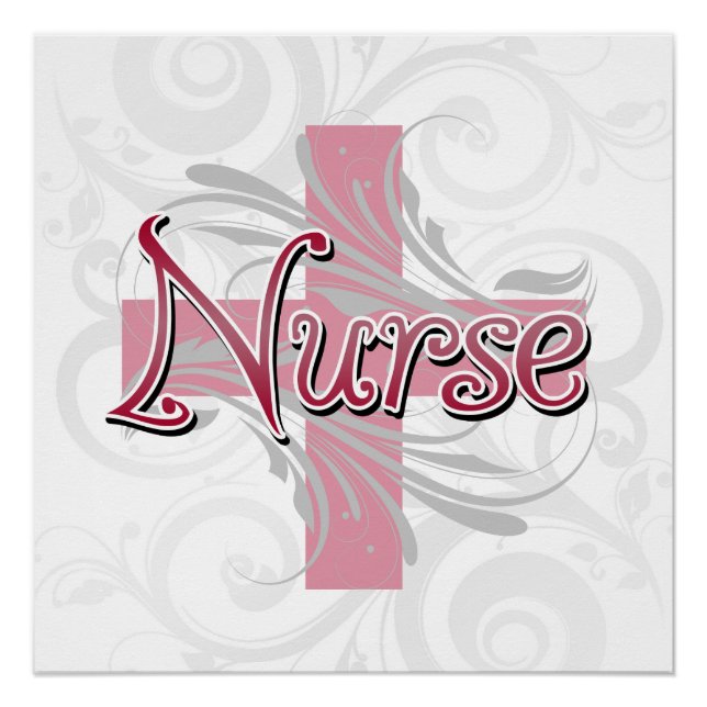 Pink Cross/Swirl Nurse Poster (Front)