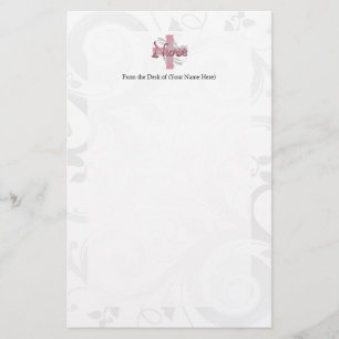 Pink Cross/Swirl Nurse Stationery