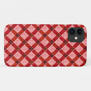 Pink cross tartan plaid with light rough relief th iPhone 11 case