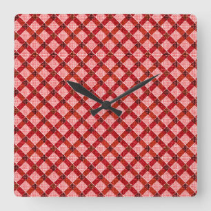 Pink cross tartan plaid with light rough relief th square wall clock