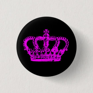 Pink crown 3 cm round badge