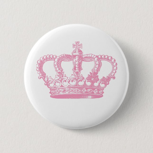 Pink Crown 6 Cm Round Badge (Front)