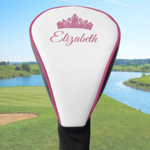 Pink Crown and Custom Name Pretty Golf Head Cover