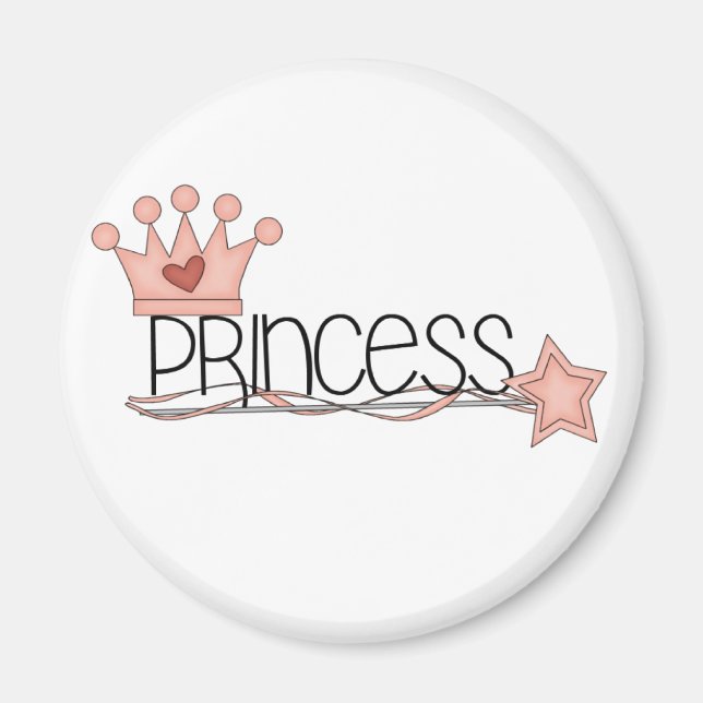 Pink Crown and Wand Princess Magnet (Front)