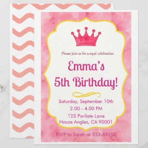 Pink Crown Birthday Invite   zazzlemade Magic Custom Letterhead