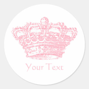 Pink Crown Classic Round Sticker