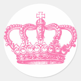 Pink Crown Classic Round Sticker