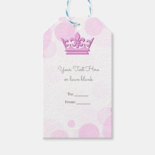 Pink Crown & Dots Royal Birthday Party Favour Gift Tags