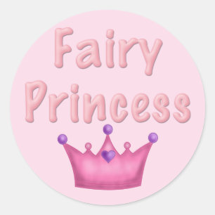 Pink Crown Fairy Princess Classic Round Sticker