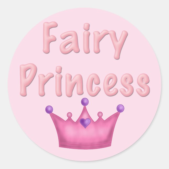 Pink Crown Fairy Princess Classic Round Sticker (Front)