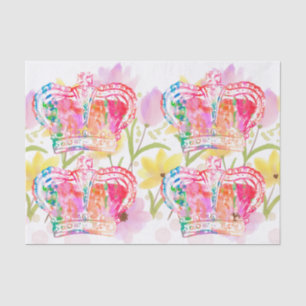 Pink crown flowers watercolor pastel decoupage tissue paper