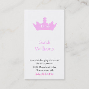Pink Crown Girl's Play Date Card