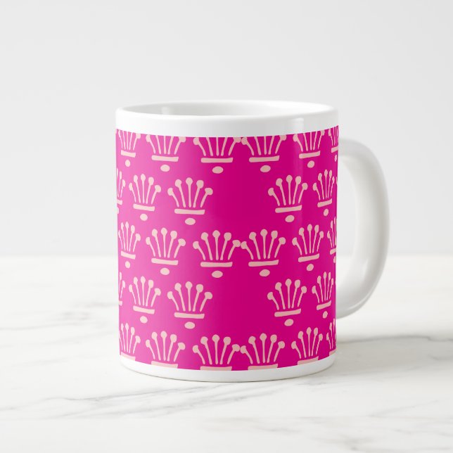 Pink Crown Hot Pink       Large Coffee Mug (Front Right)