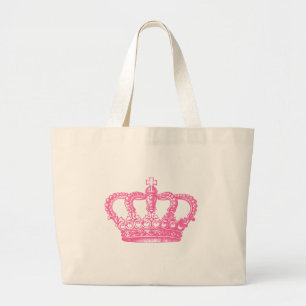 Pink Crown Large Tote Bag