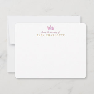 Pink Crown Princess Nursery Note Card