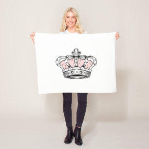 Pink Crown Queen Royal Glam Girly Aesthetic Fleece Blanket