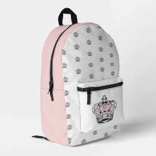 Pink Crown Queen Royal Glam Girly Aesthetic Printed Backpack