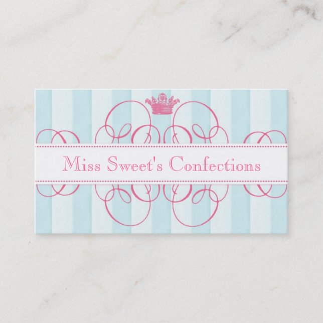 Pink Crown Sweet Shop Business Cards (Front)