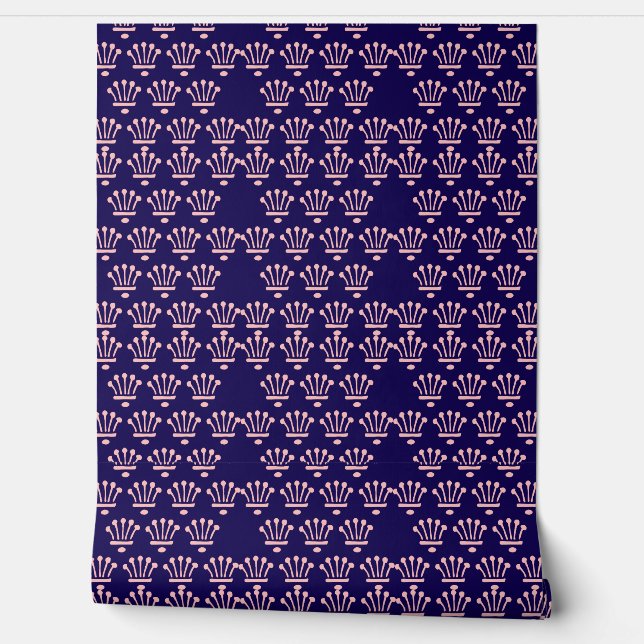 Pink Crowns Dk Blue     Wallpaper (Unrolling)