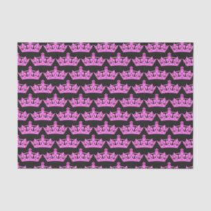 Pink Crowns Pattern Black Tissue Paper