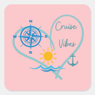  Pink Cruise Vibes Square Sticker