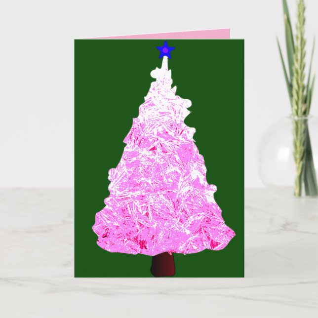 Pink Crystal Christmas Tree  Card (Front)