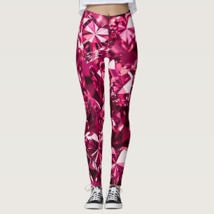 Pink Crystal Diamond Hearts Leggings