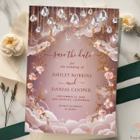 Pink Crystal Drops Opulent Floral Save The Date