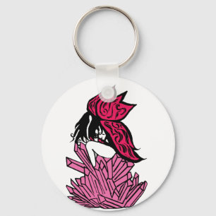 Pink crystal fairy key ring