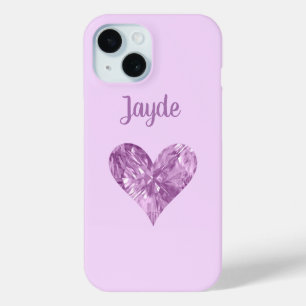 Pink Crystal Heart Personalised Mobile Phone Case