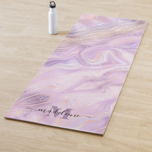 Pink Crystal Marble Iridescent Agate Yoga Mat