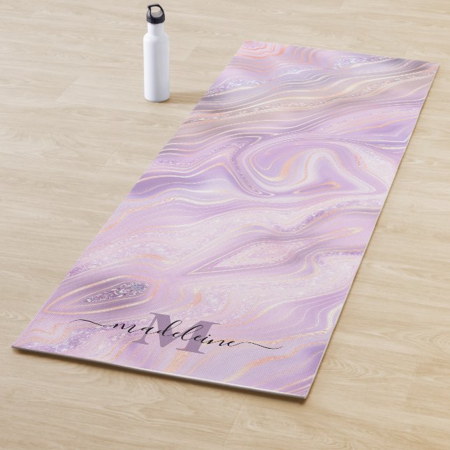 Pink Crystal Marble Iridescent Agate Yoga Mat (In Situ)