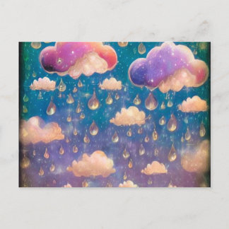 Pink Crystal Rain Clouds Postcard