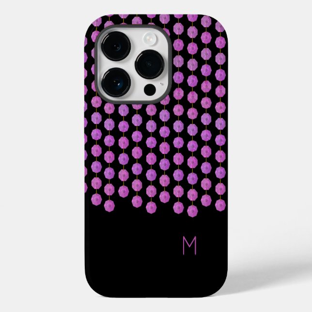 Pink Crystal Strands Monogram Phone Case (Back)