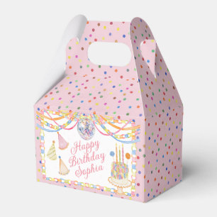 Pink Cue the Confetti Birthday Party Dessert Favour Box