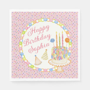 Pink Cue the Confetti Birthday Party Dessert Napkin