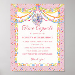Pink Cue the Confetti Birthday Party Time Capsule Poster