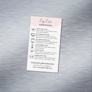 Pink Cup Care Instruction Customisable Magnetic Business Card