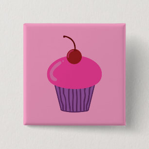 Pink Cupcake 15 Cm Square Badge