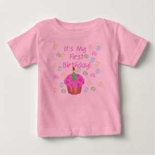 Pink Cupcake 1st Birthday Baby T-Shirt