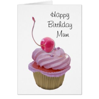 Pink Cupcake and Hearts Card